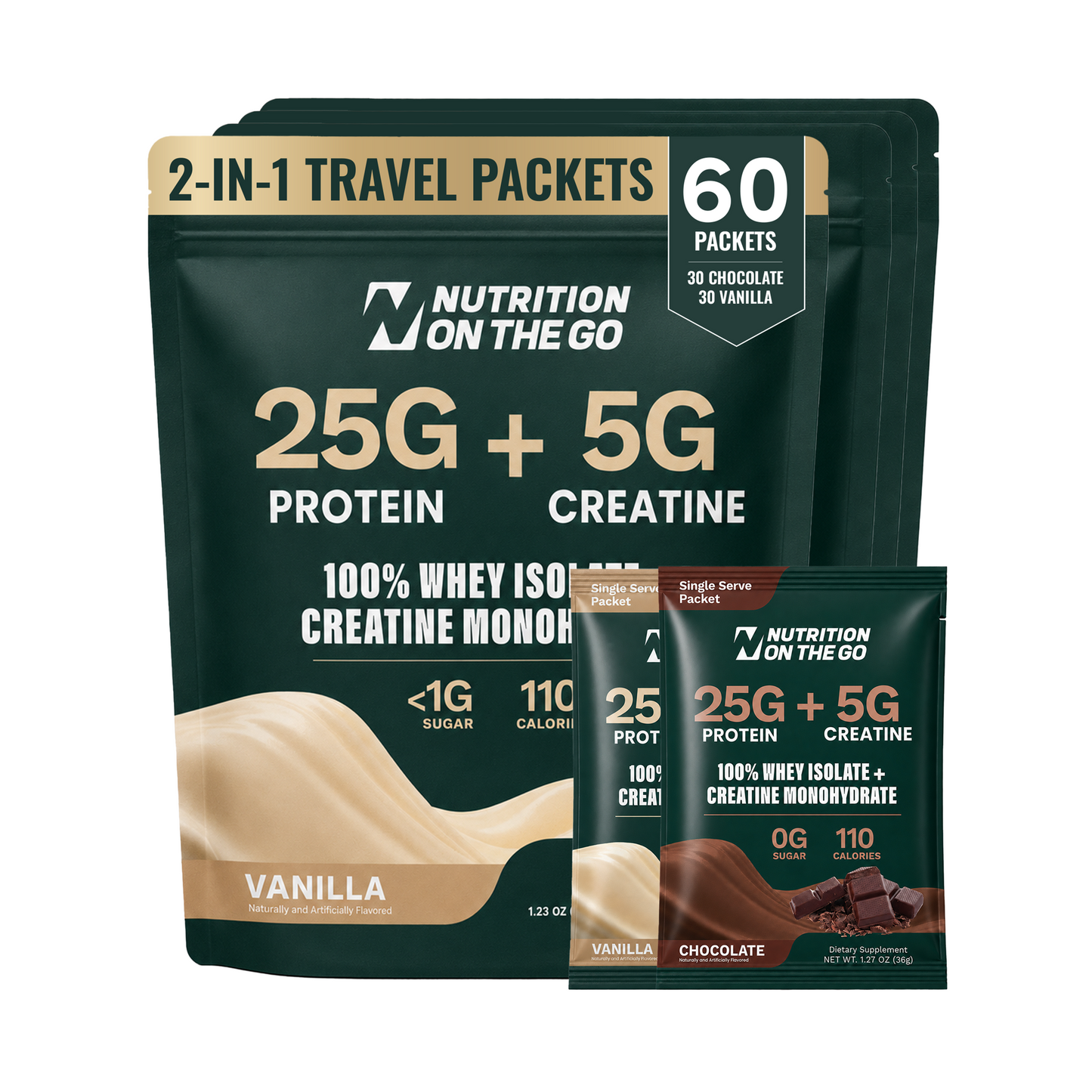 2-in-1 Whey Protein Isolate + Creatine Travel Packets